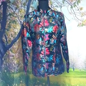 Chico's size 1 Oriental flowery jacket, long sleeve,